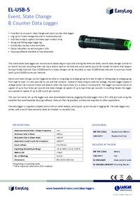 Thumbnail of document Data Sheet - EL-USB-5 Event, Count and State Data Logger with USB